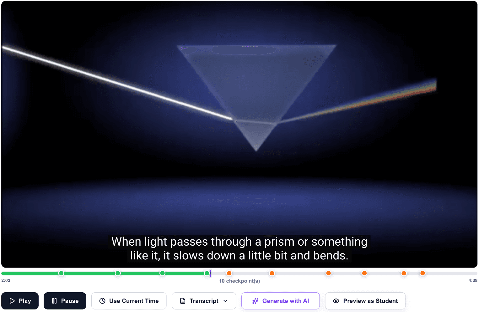 ClasFlo teacher creating an interactive video activity with checkpoints